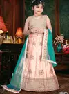 Light Peach Colour Latest Designer Japan Silk Festive Wear Kids Lehenga Collection 170